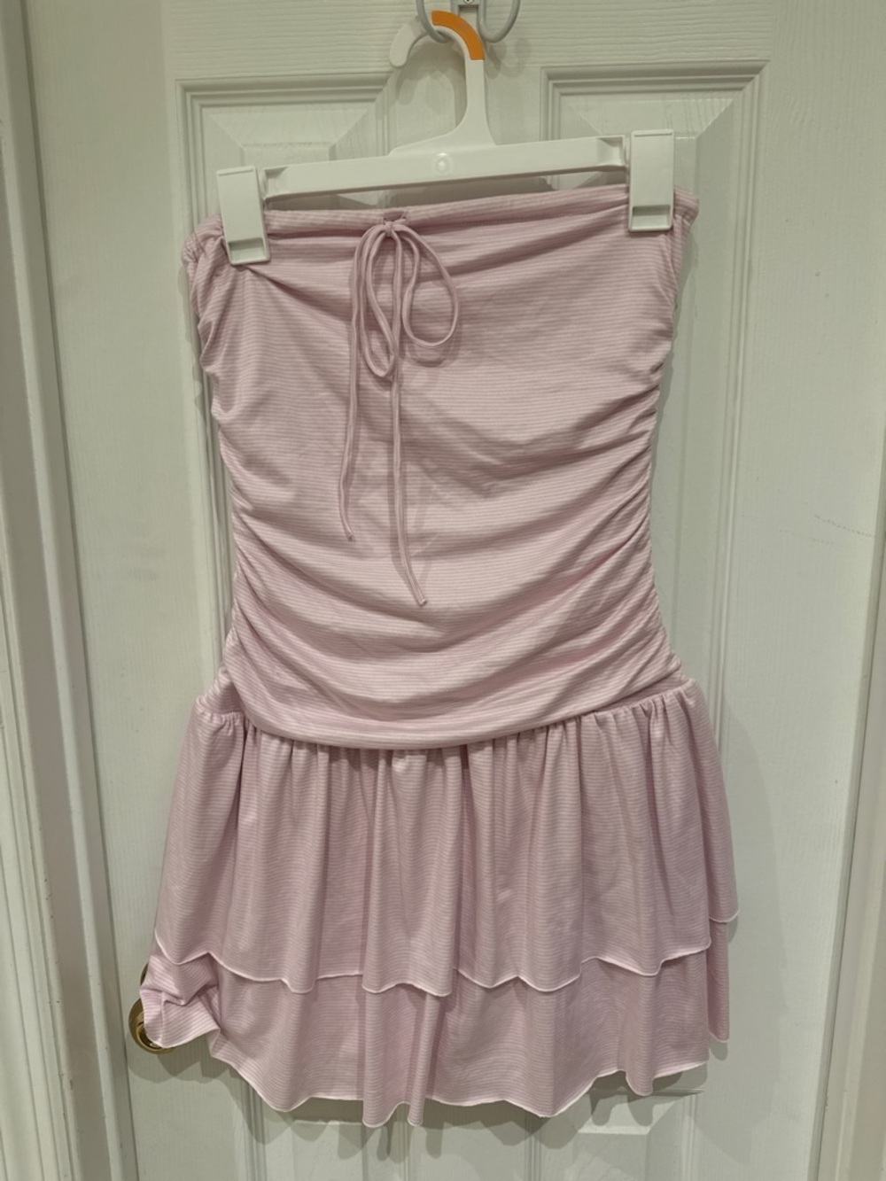 Hollister Strapless Ruched Tiered Mini Dress - Light Pink